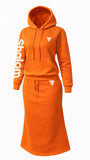 Women's "Shalom" Sweat Skirt Suit (ORANGE)