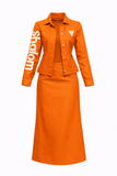 Women's "Shalom" Denim Suit (ORANGE)